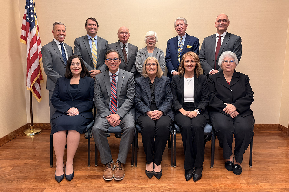 Front (L-R): Alicia Davis, Doug Comm, Catherine Ferrari, Caroll Rosenlieb, Cheryl Schreiber. Back (L-R): Alvin "Pete" Arner, Joseph Juszczak, Mark Eckleberry, Suzan Smith, Dr. Lee Swearingen, Michael Hagg